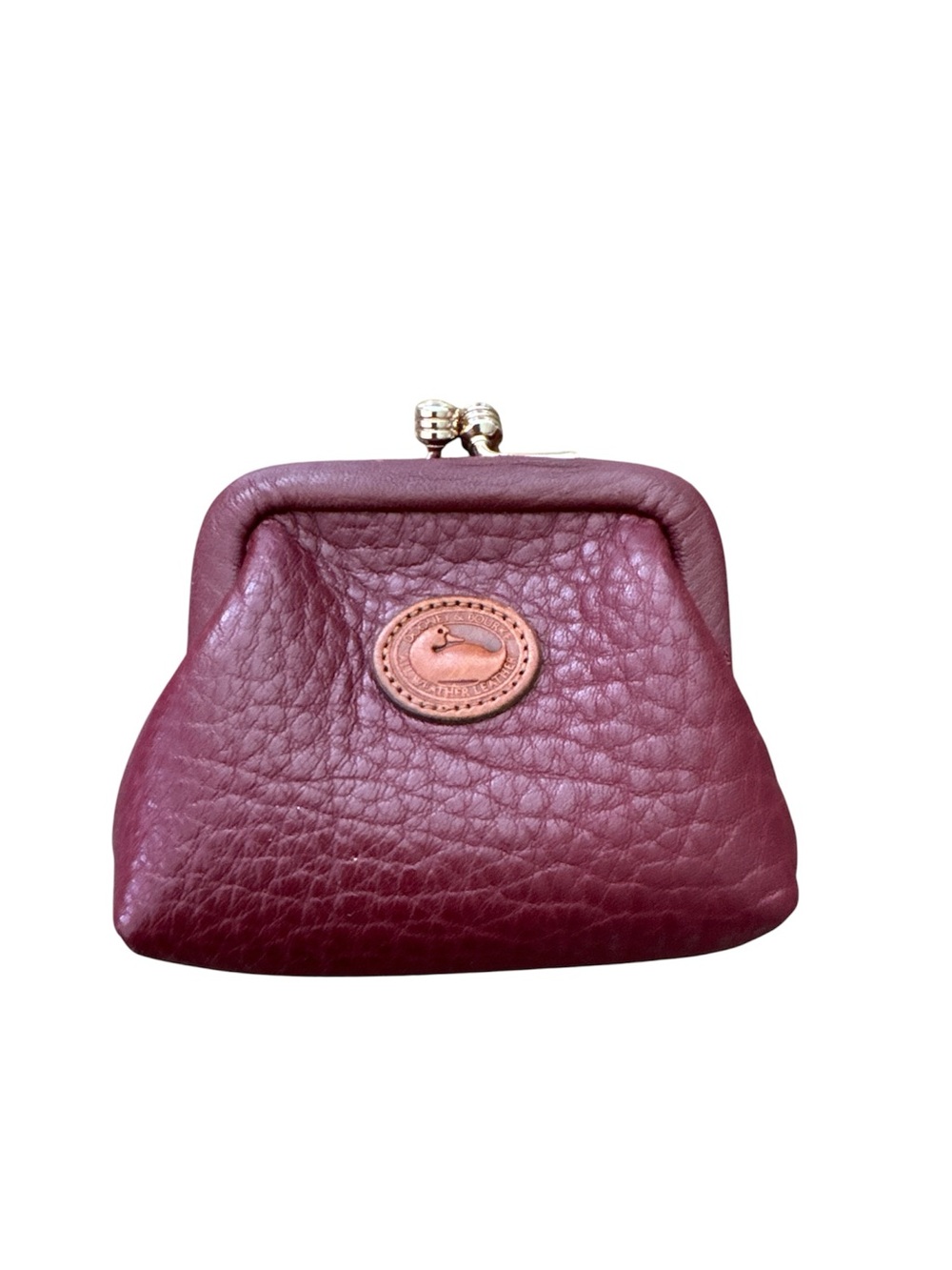 Dooney & Bourke Kiss Lock Coin Purse Pebble Leather Red Gold Hardware Vintage